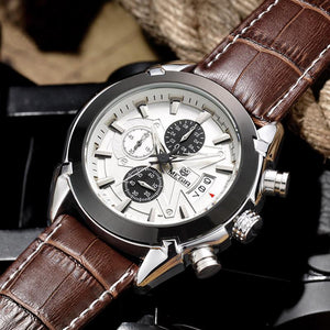 Leather Chronograph Military Watch